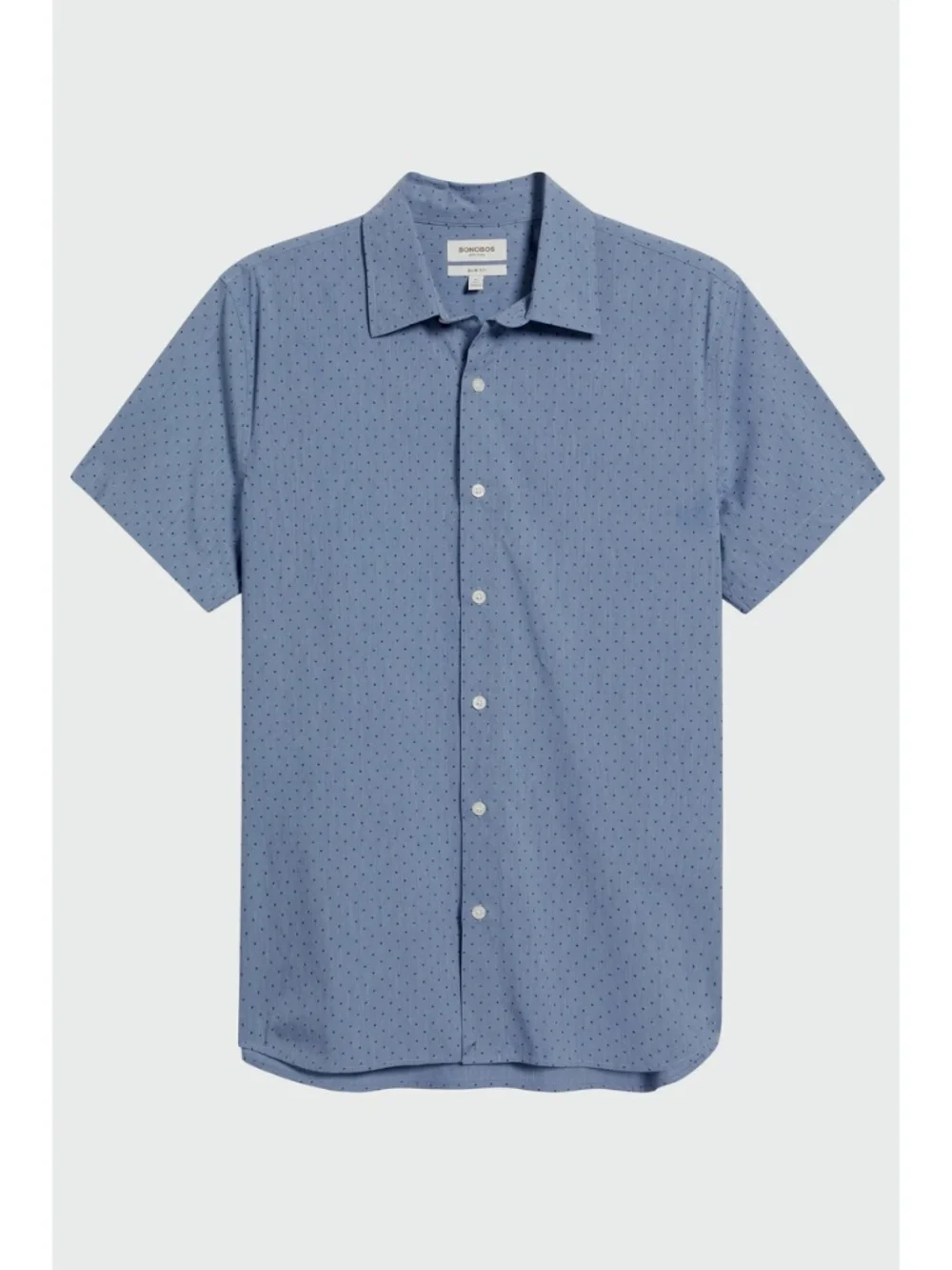 BONOBOS NWT RIVIERA SHORT SLEEVE NAVY SALT POND DOT COTTON SHIRT. SIZE L